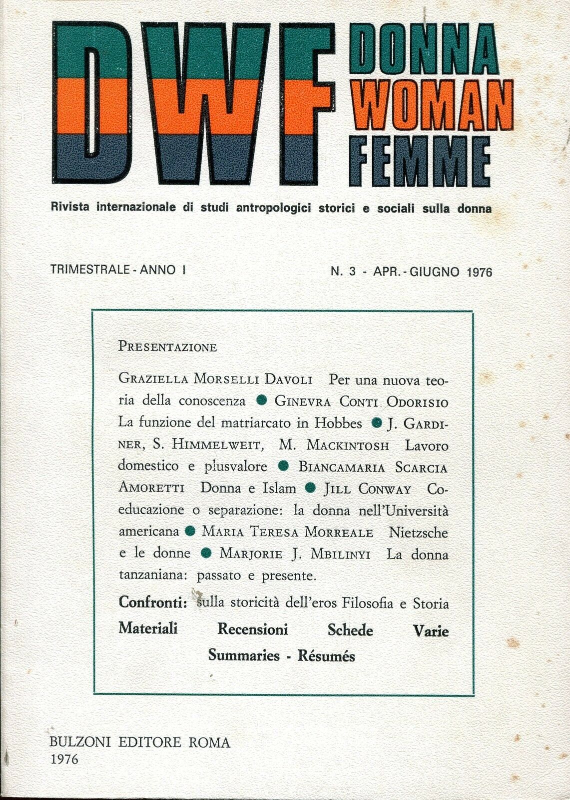 DWF, Anno I, n. 3, 1976