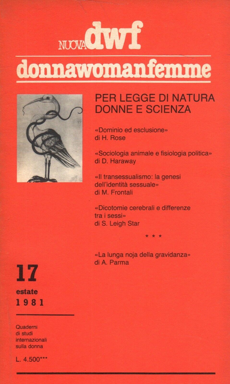 PER LEGGE DI NATURA. Donne e scienza, Nuova DWF (17) 1981